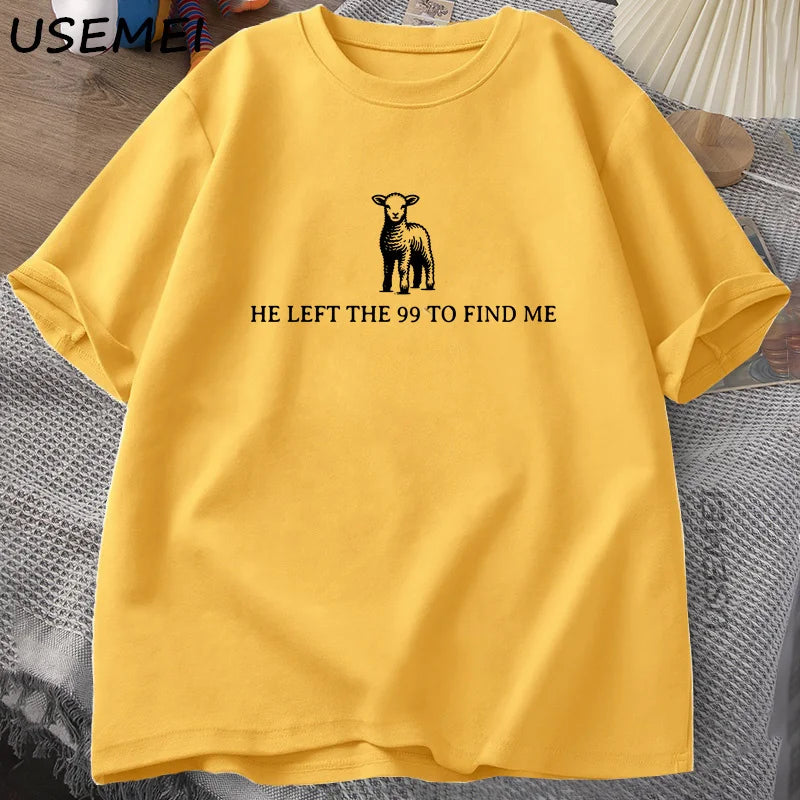 Retro Religious T-Shirt He Left The 99 T Shirt Christian Bible Verse Tshirt Faith Cotton Short Sleeve Graphic T Shirts Tops