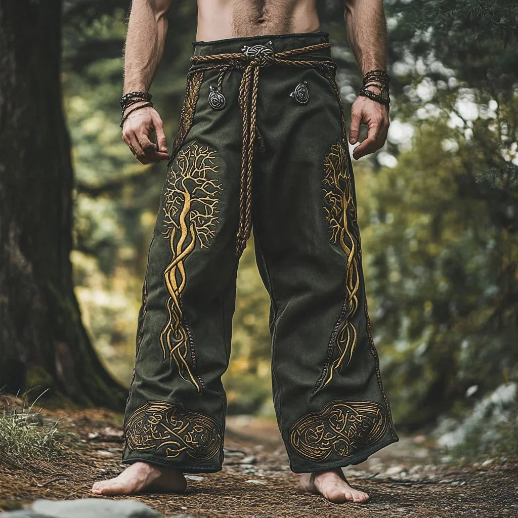 Men’s Retro Viking Celtic Skeleton 3D Printed Casual Drawstring Pants