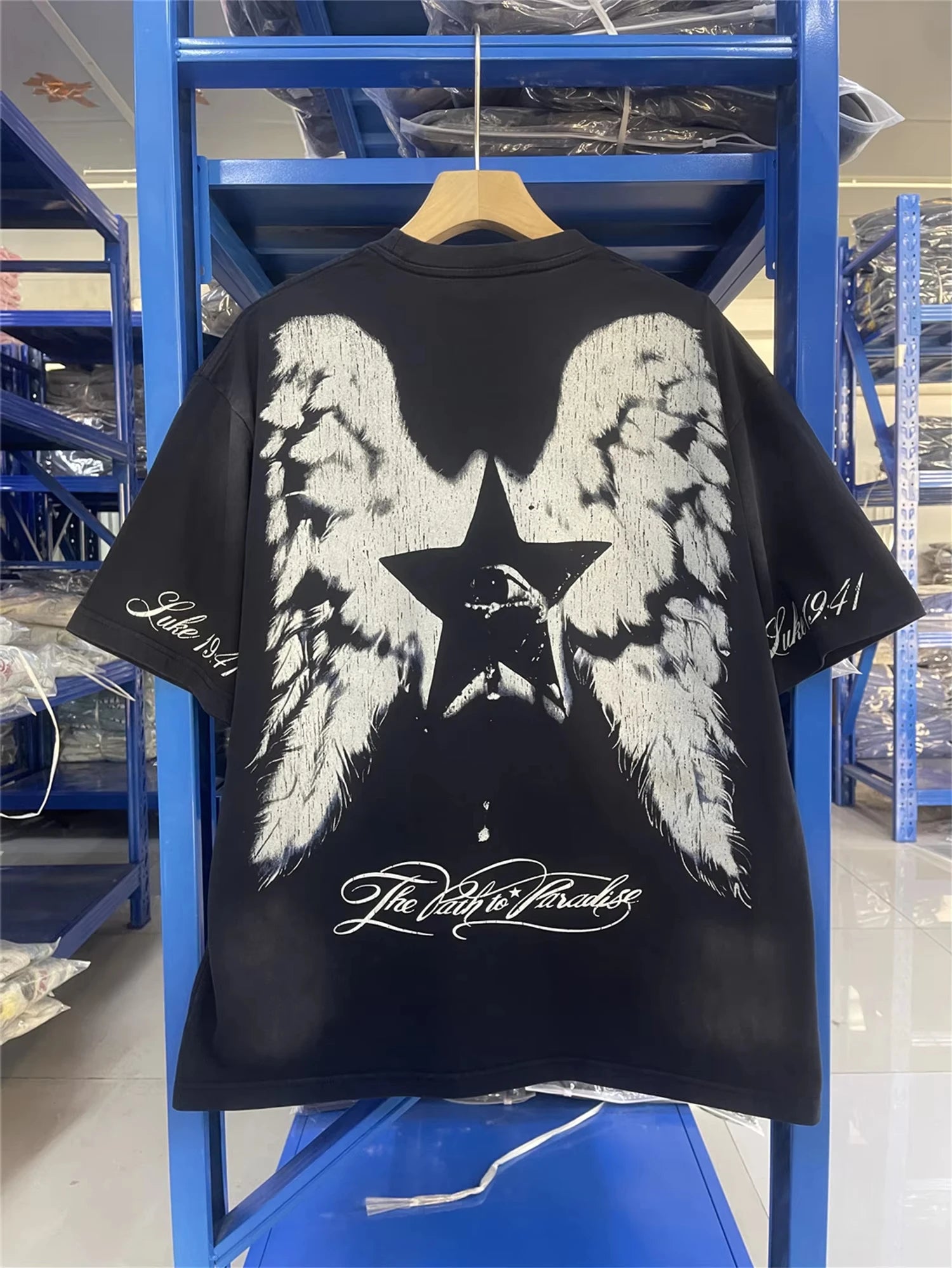 Summer New Arrival HELLST- Brand Fashion High-Street Vintage Retro Cotton Streetwear Jesus Print Tops T-Shirt