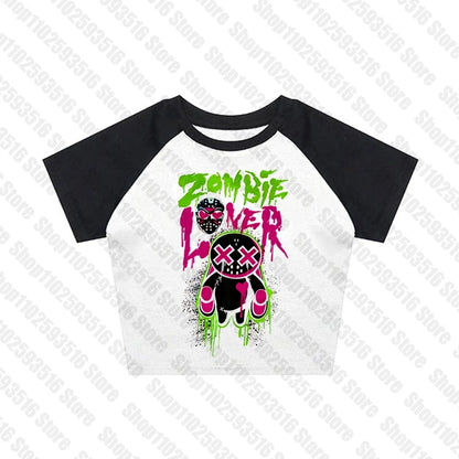 Y2K Anime Letter Crop Top for Women