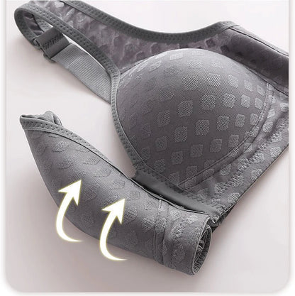 FallSweet Plus Size Front Closure Seamless Push-Up Bralette | Plaid Print, Wireless Comfort Bras