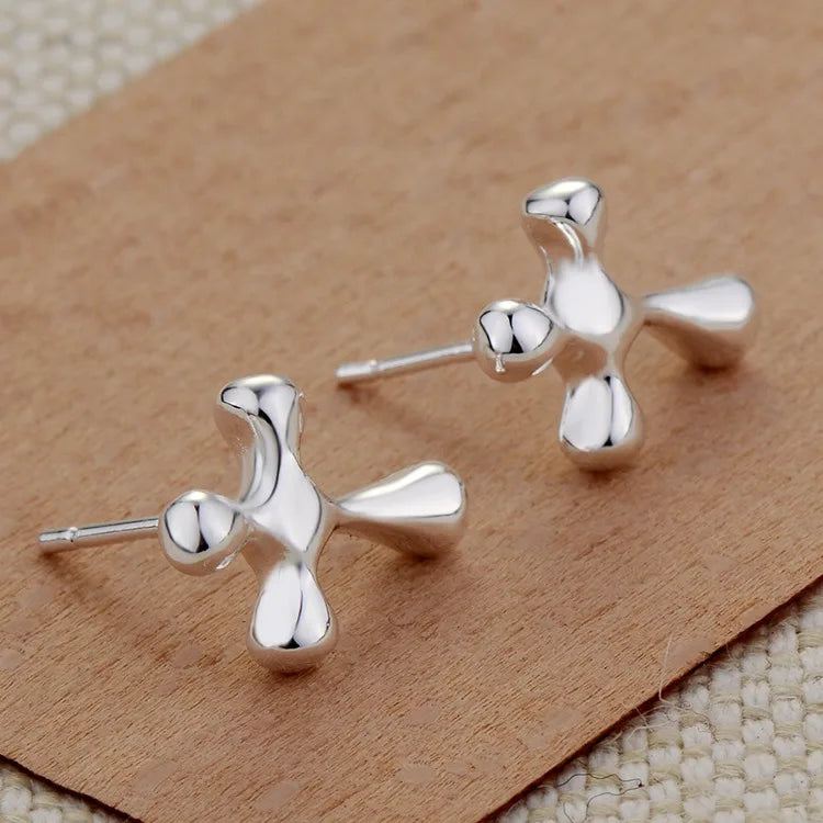 Sterling Silver Heart Stud Earrings for Women