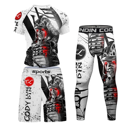 Men’s BJJ Jiu Jitsu Compression Suit with Shorts &amp; Pants