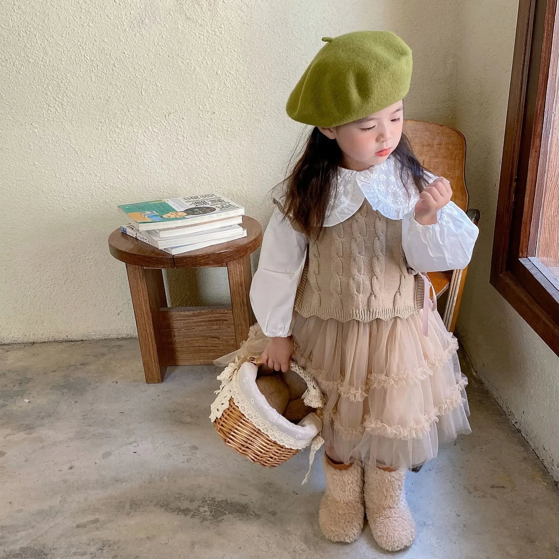 Striped Cotton Knitting Vest for Girls – Autumn/Winter