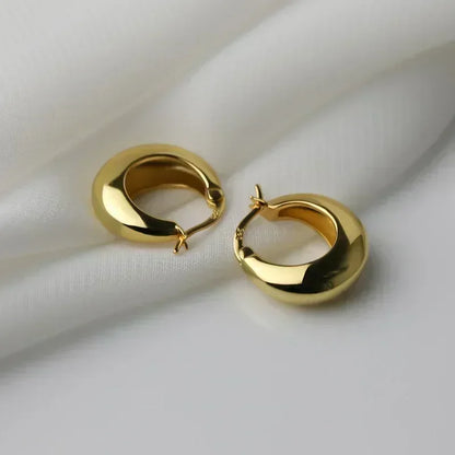 Minimalist Geometric Trendy Oval Design Gold Hoop Earrings for Women