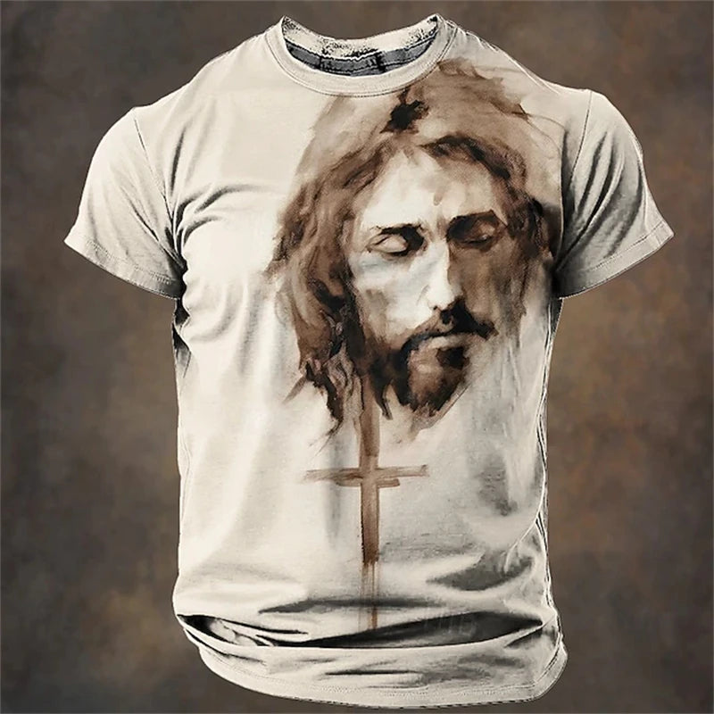 3D Printed Jesus Graphic T-Shirt