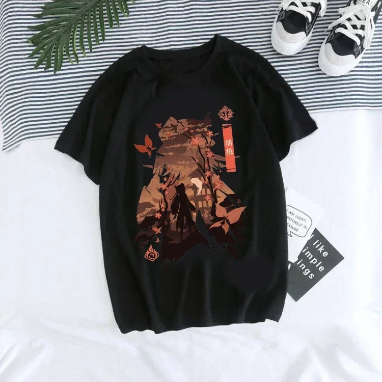 Genshin Impact Kawaii Graphic T-Shirt | Harajuku Anime Tee for Women
