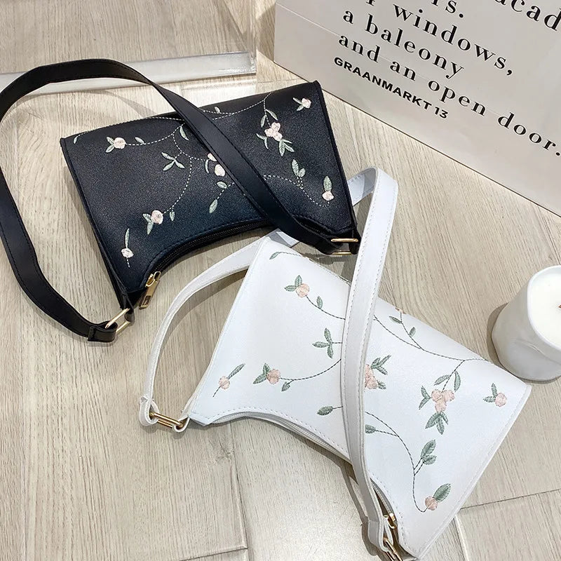 Summer Floral Lace Stitching PU Leather Shoulder Bag