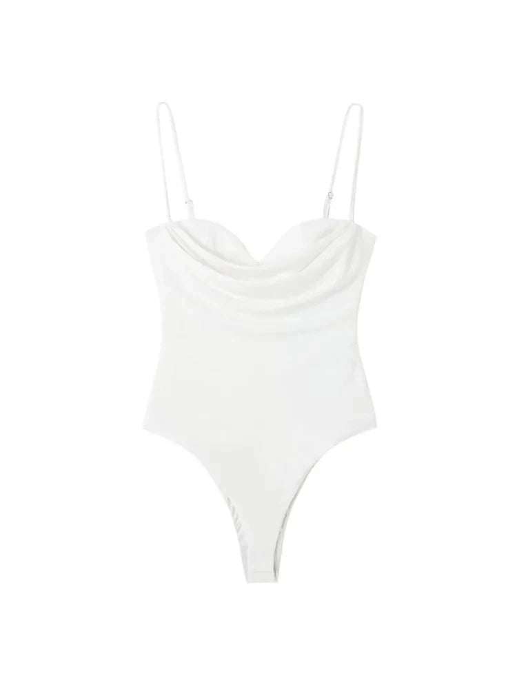 Women’s Sweetheart Neck Bodysuit Draped, Backless - Amazing G