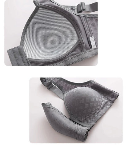 FallSweet Plus Size Front Closure Seamless Push-Up Bralette | Plaid Print, Wireless Comfort Bras