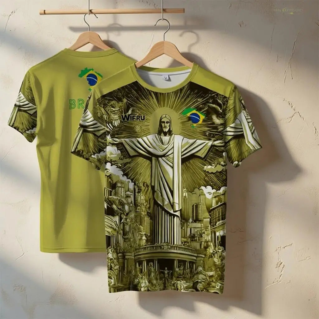 Brazil Jesus Print Soccer Jersey 2026 Summer New Football Training Top Adult And Children&