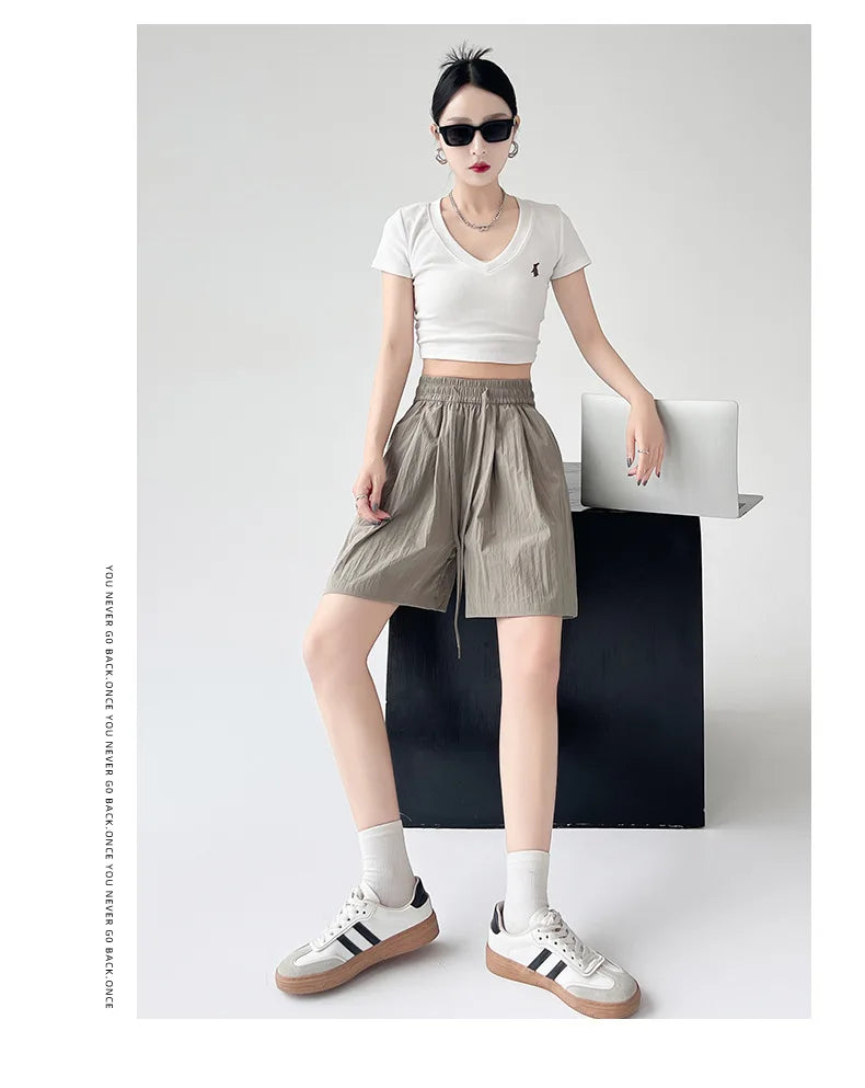 Women’s Summer Casual High-Waist Shorts | Soft Loose Beach Shorts with Pockets