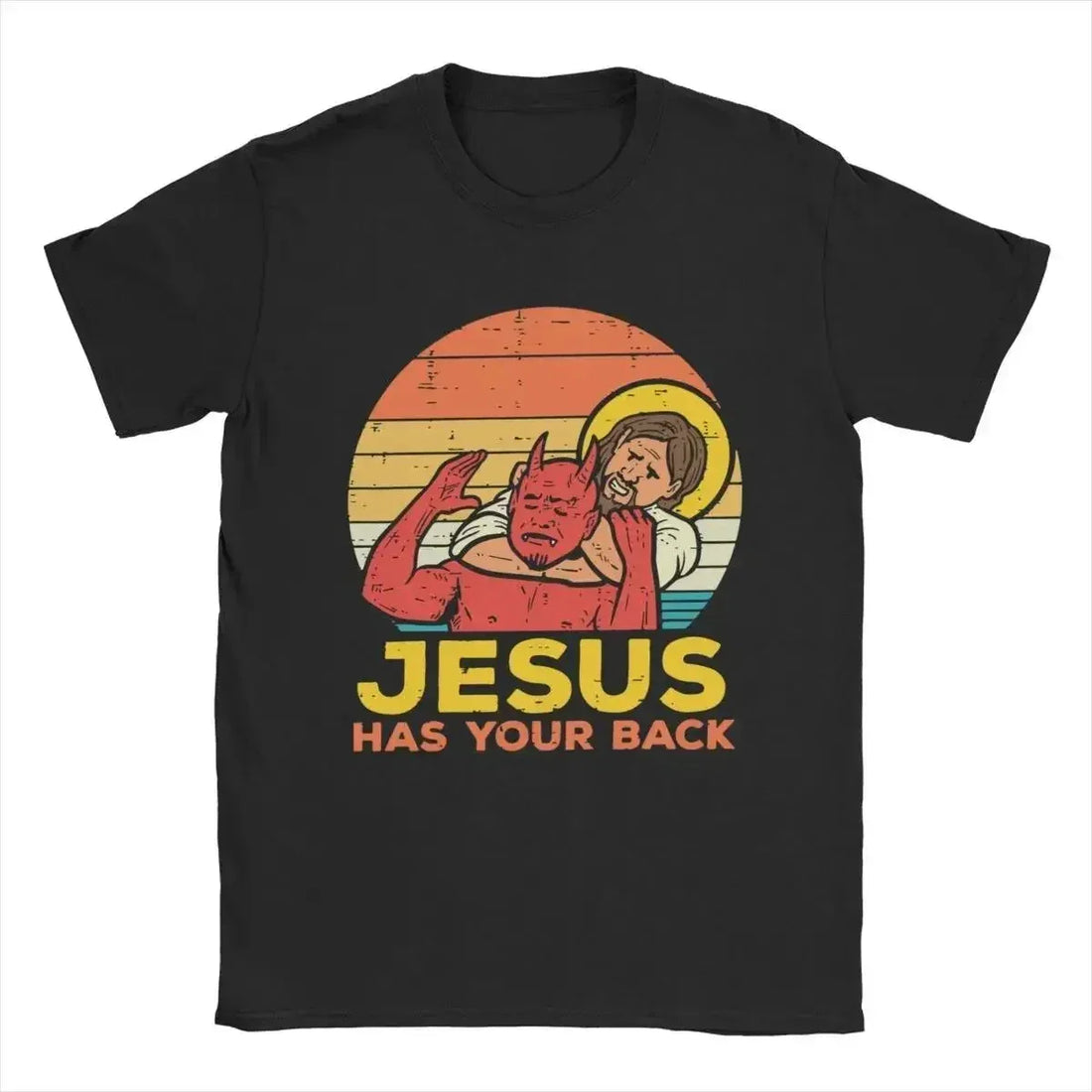 Vintage Short Sleeve Tee Shirt Tops T Shirt  Graphic Jesus Has Your Back Jiu Jitsu Retro Christian T Shirts Women Crew Neck Top