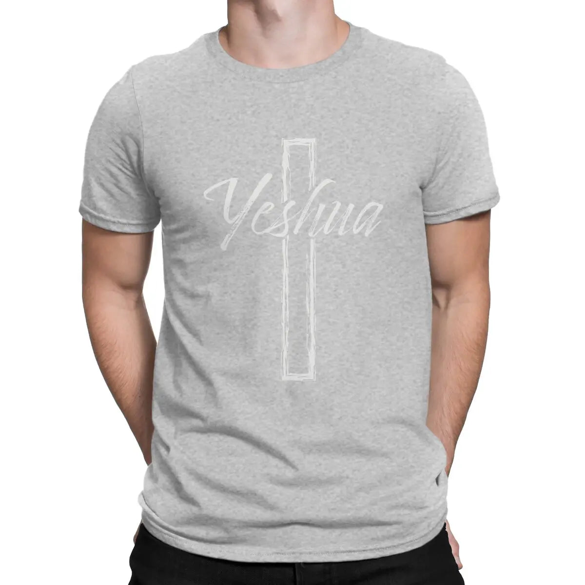 Jesus God Cross Creative TShirt for Men Yeshua Round Collar Pure Cotton T Shirt Distinctive Birthday Gifts Tops