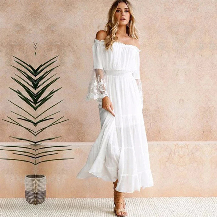 Boho Off-Shoulder Lace Dress