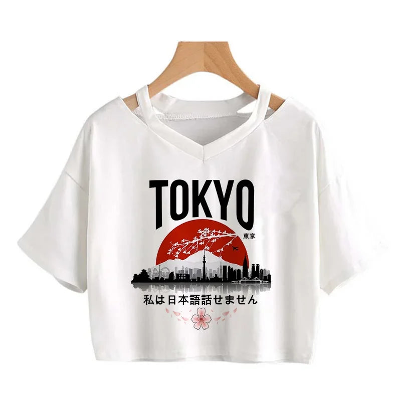 Y2K Graphic Cropped T-Shirt for Women | Harajuku Gothic Korean Style Tee
