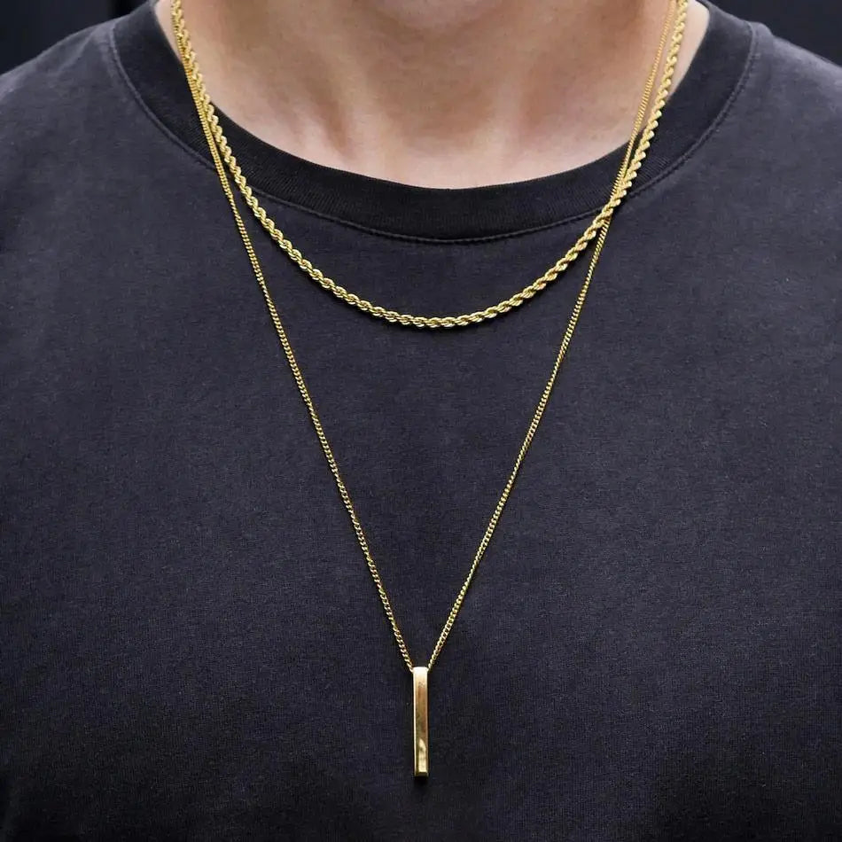 Vnox 3D Vertical Bar Necklace for Men
