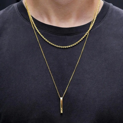 Vnox 3D Vertical Bar Necklace for Men