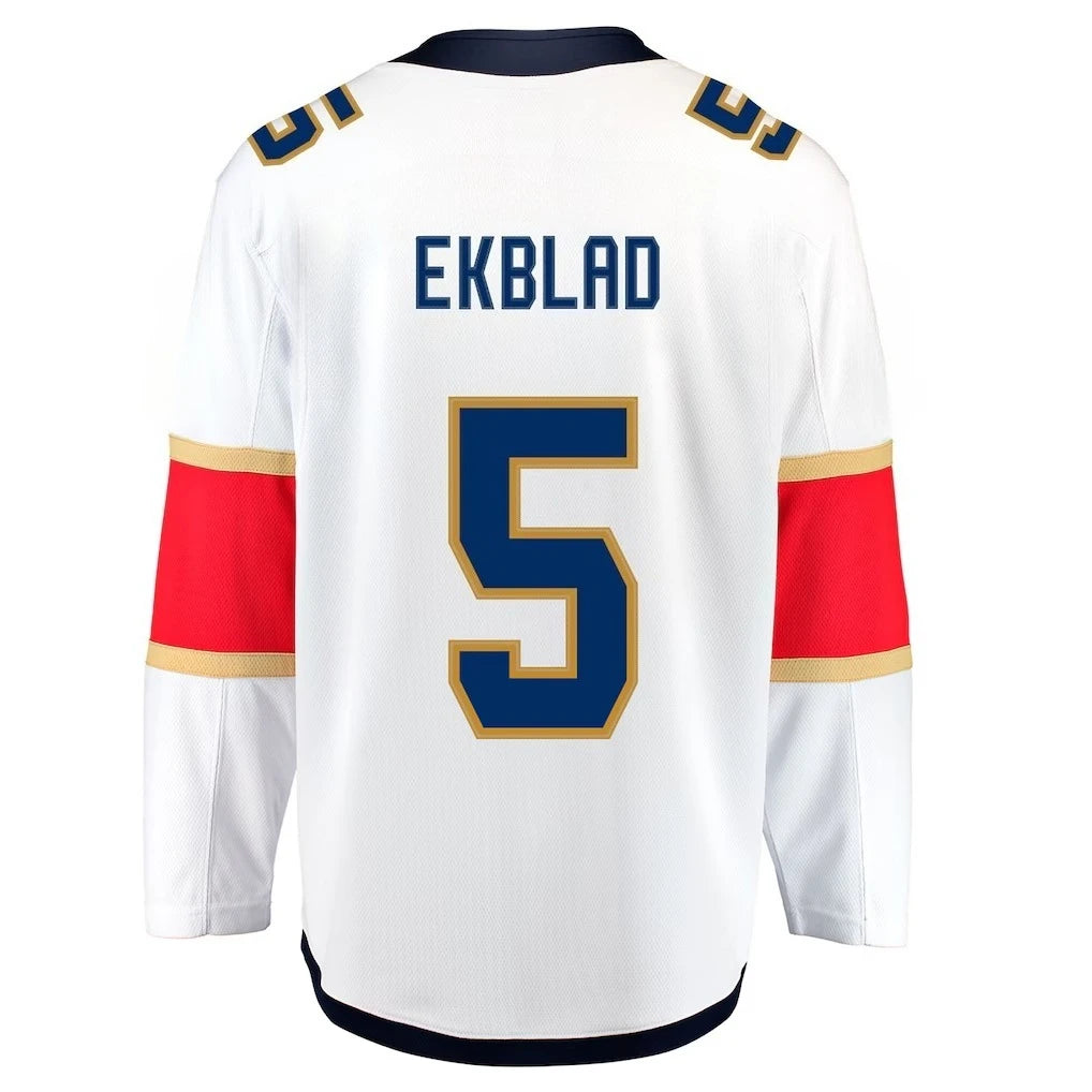 Hockey Jersey - White with Red/Navy/Gold Accents Panther Head "Florida" Logo Athletic Jersey 3d HD Prints
