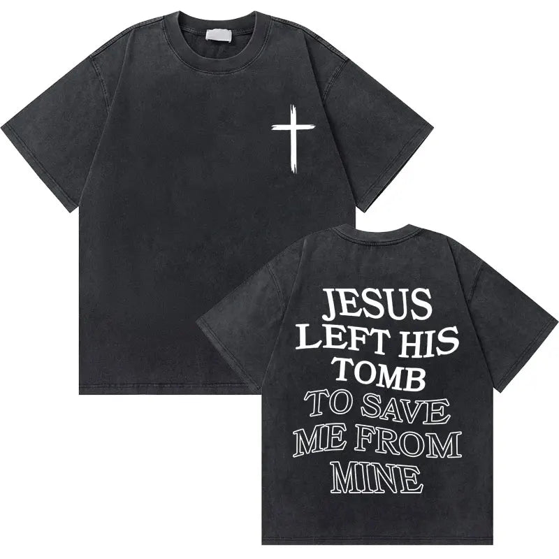 Washed Vintage Christian Jesus Good News God Loves You Bible Verse Graphic T-shirts Men Women Fashion Casual Oversized T Shirt
