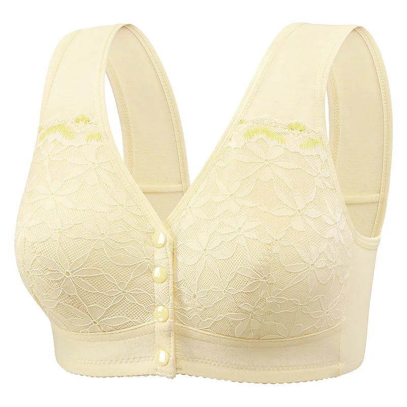 Soft Cotton Thin Cup Front Buckle Bras | Extra Comfortable, Wire-Free, Lace Vest Style