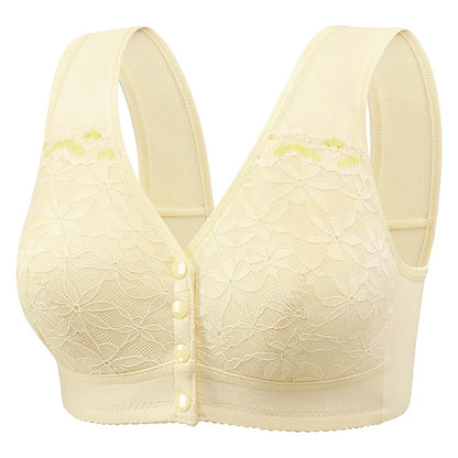 Soft Cotton Thin Cup Front Buckle Bras | Extra Comfortable, Wire-Free, Lace Vest Style
