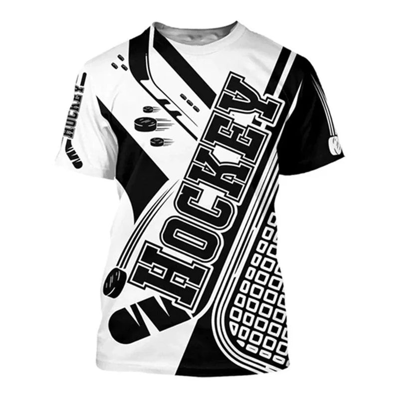 3D Hockey Print Casual T-Shirt | Quick-Dry Loose Fit Crew Neck Summer Tee