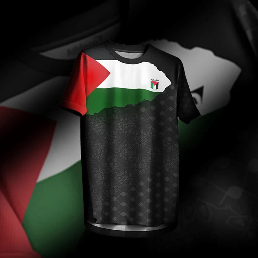 Palestine Football Jersey T-Shirt – 3D Flag Print | Summer Casual Loose Fit Tee