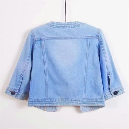 5XL New Quarter sleeved O neck Denim Jacket For women&