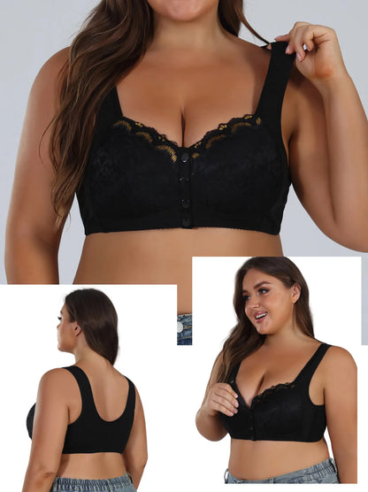 Soft Cotton Thin Cup Front Buckle Bras | Extra Comfortable, Wire-Free, Lace Vest Style