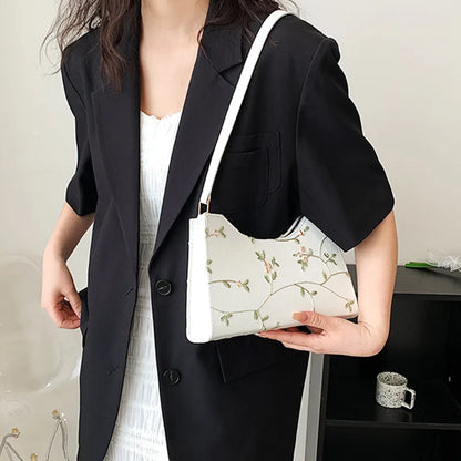 Summer Floral Lace Stitching PU Leather Shoulder Bag