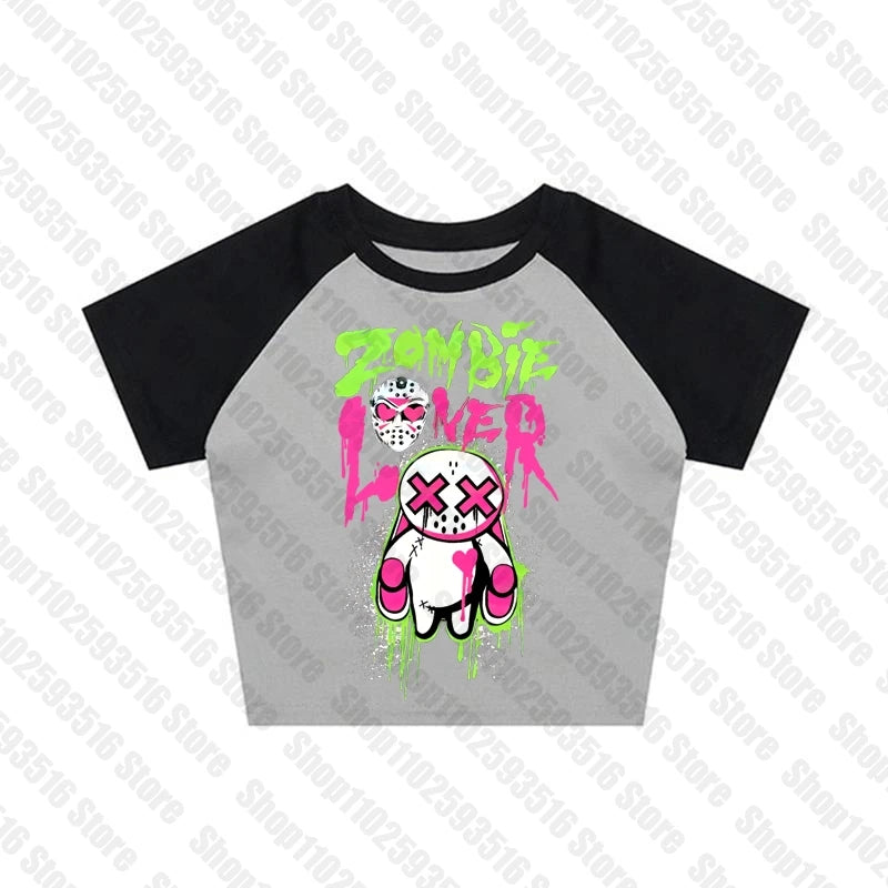 Y2K Anime Letter Crop Top for Women