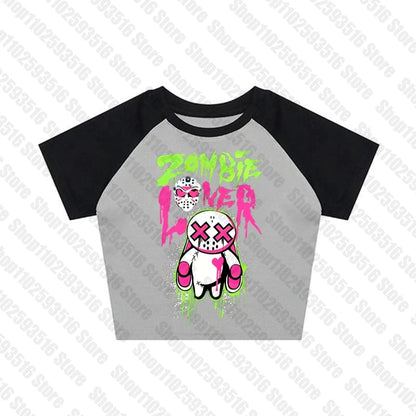 Y2K Anime Letter Crop Top for Women