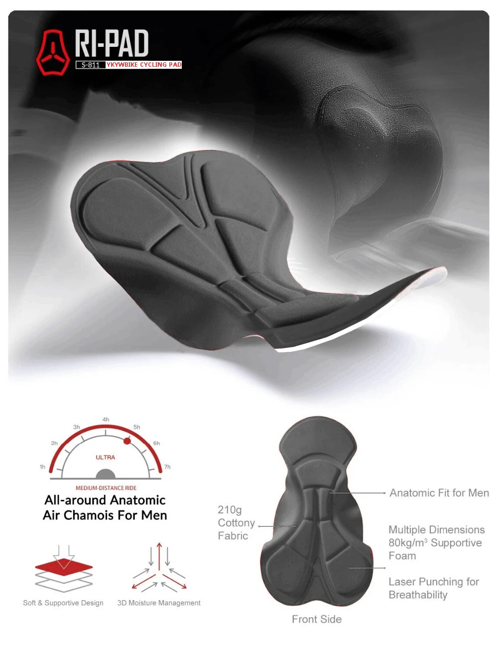 YKYWBIKE Cycling Bib Shorts Men Outdoor Wear Bike Ride 6 Hours Padded Riding Bib Tights Bicycle Men&