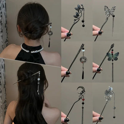 Vintage Chinese-Style Butterfly &amp; Flower Tassel Hair Stick