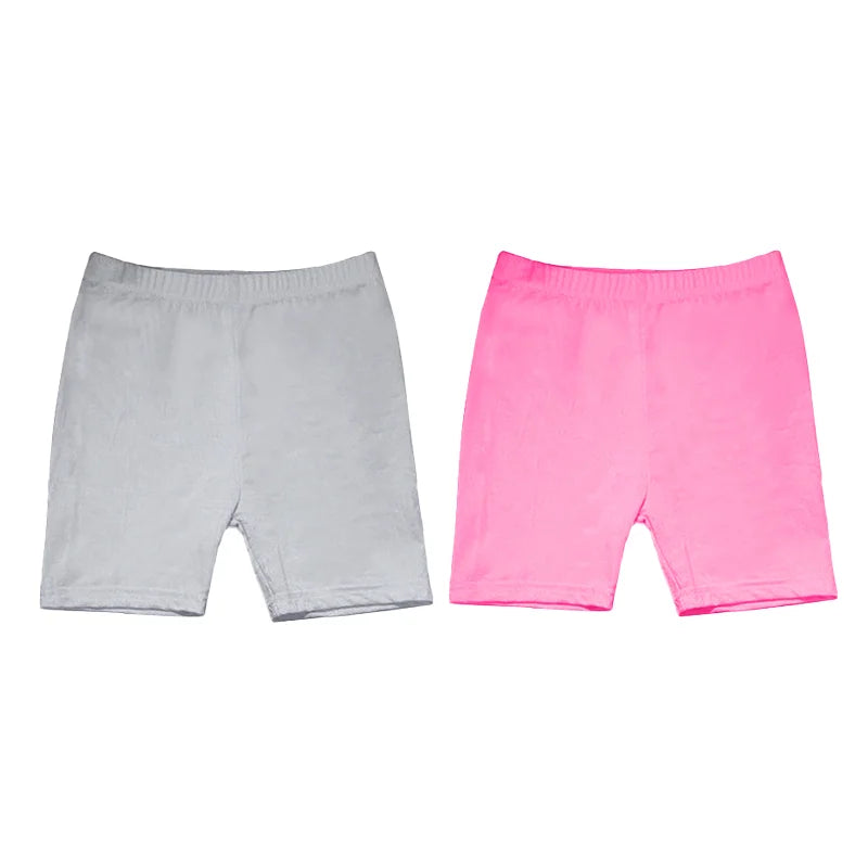 2Pcs Kids Girls Solid Color Cotton Leggings Safety Shorts
