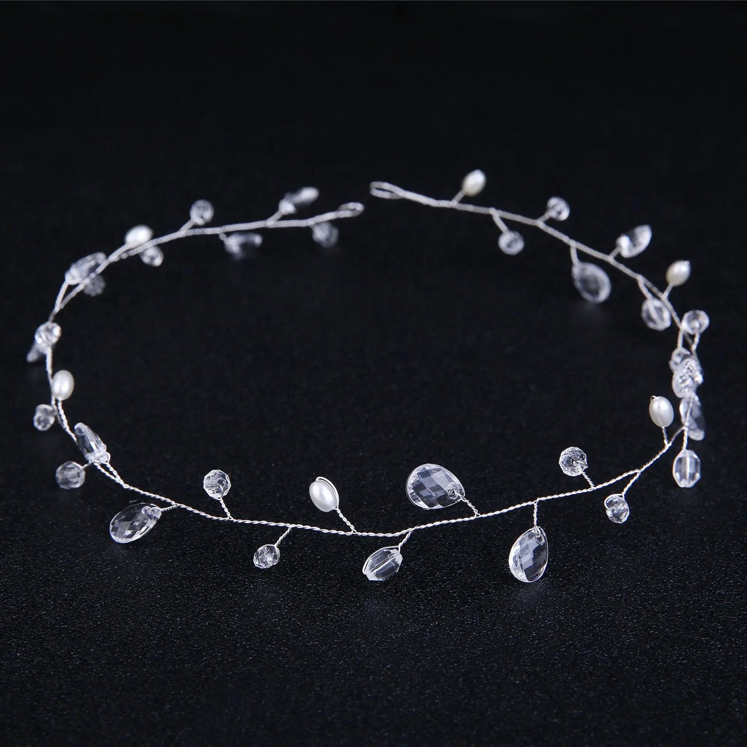 Elegant Crystal &amp; Pearl Bridal Headband for Women