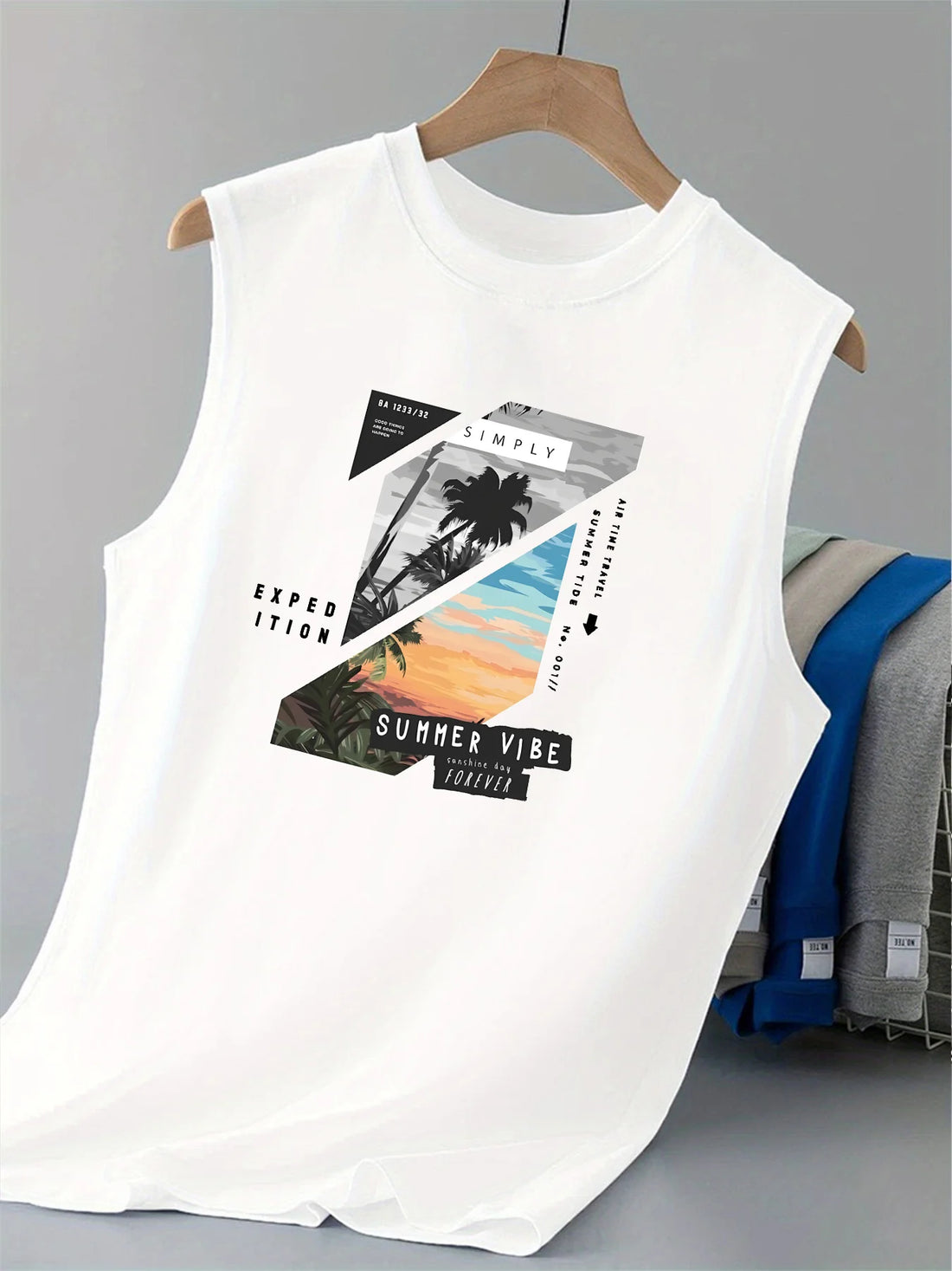 Men’s Summer Sleeveless Tank Top – Coconut Tree Print