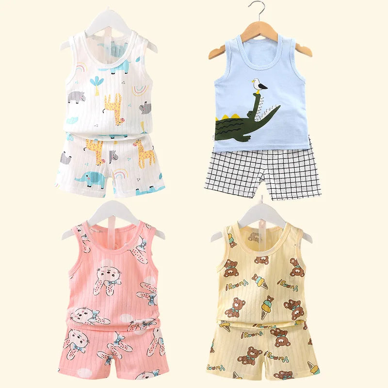 Kids Cartoon Summer Vest &amp; Shorts Set