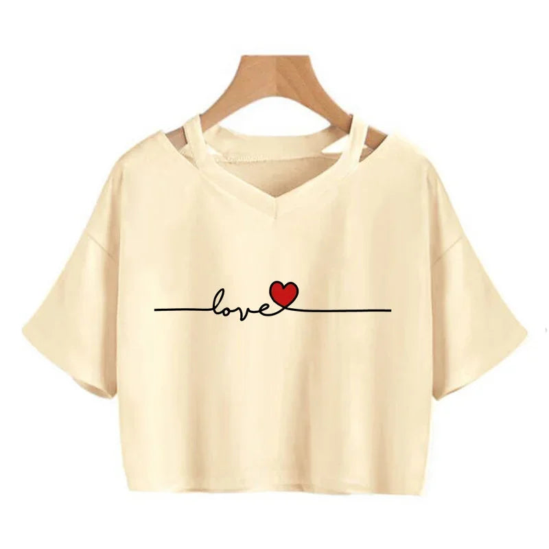 Y2K Graphic Cropped T-Shirt for Women | Harajuku Gothic Korean Style Tee