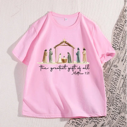 The Greatest Gift of All Nativity Christmas T-Shirt | Religious Jesus Graphic Tee