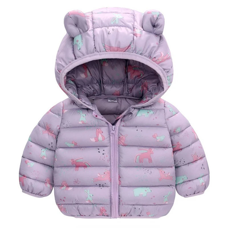 Kids Dinosaur Hooded Down Jacket