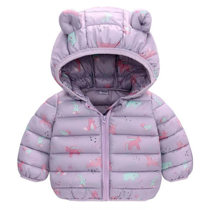 Kids Dinosaur Hooded Down Jacket