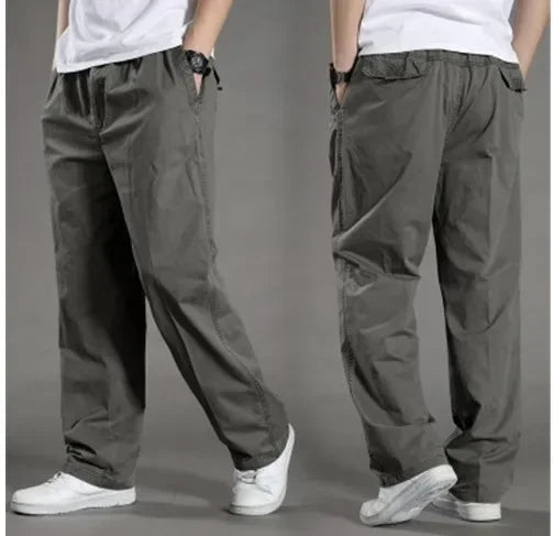 Men’s High Elastic Waist Straight-Leg Trousers
