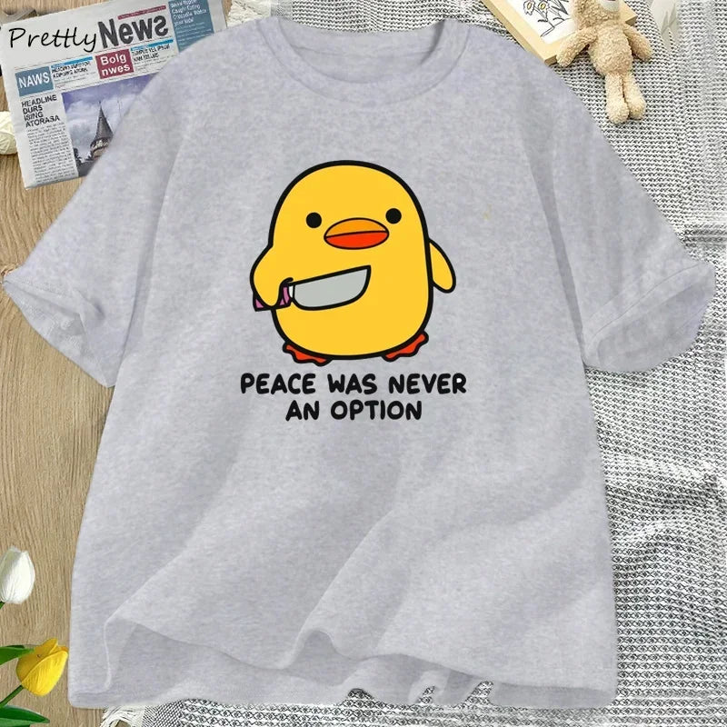 “Peace Was Never An Option” Goose Graphic T-Shirt – Women’s Short Sleeve Tee