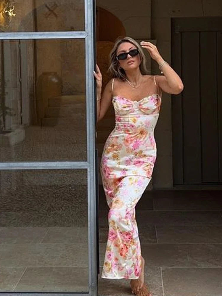 Suninheart Summer Floral Print Maxi Dress