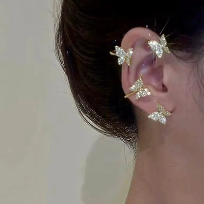 Zircon Butterfly No Piercing Clip-On Earrings