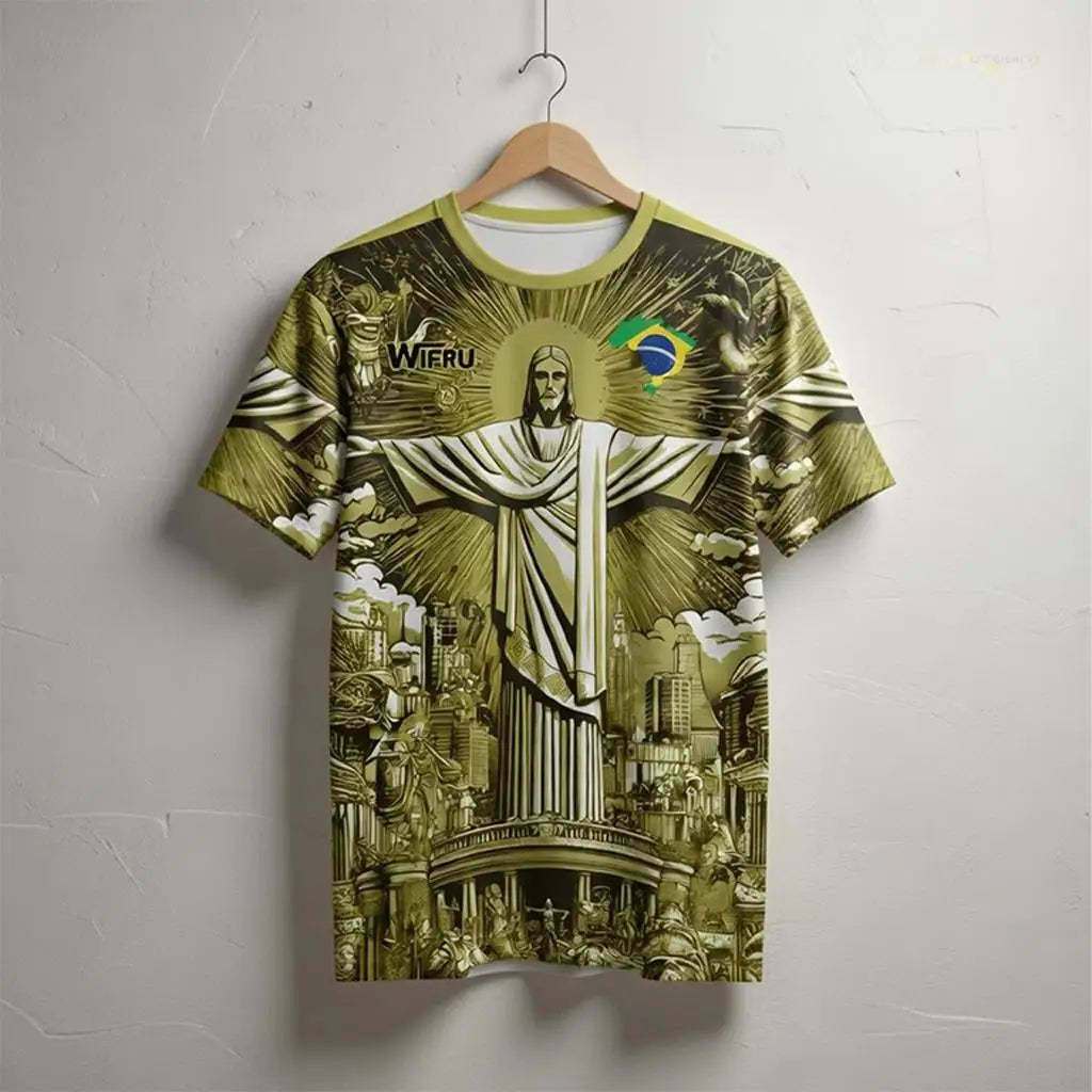 Brazil Jesus Print Soccer Jersey 2026 Summer New Football Training Top Adult And Children&