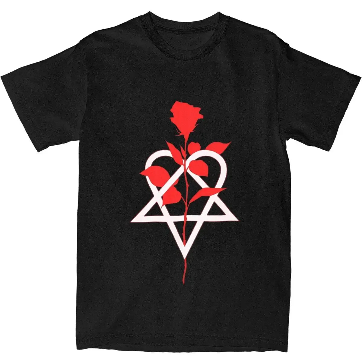 HIM Band Ville Valo Heart-Shaped Pattern T-Shirt | Summer Streetwear