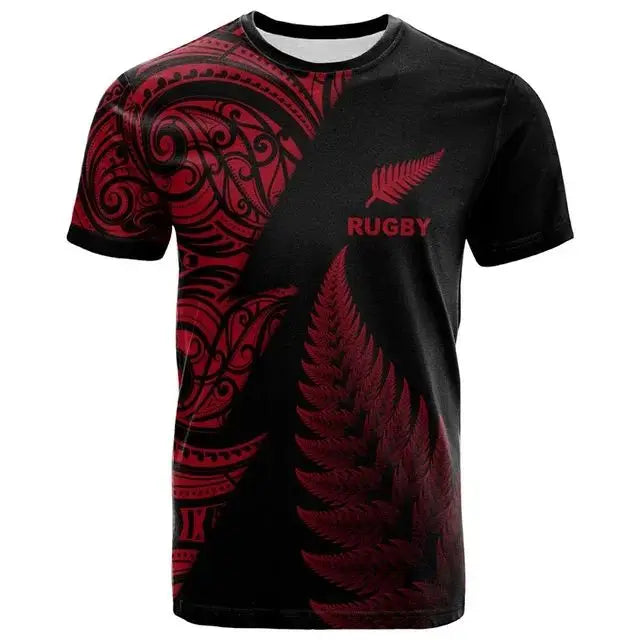New Zealand Men’s 3D Printed Rugby T-Shirt | Quick-Dry Sports Tee